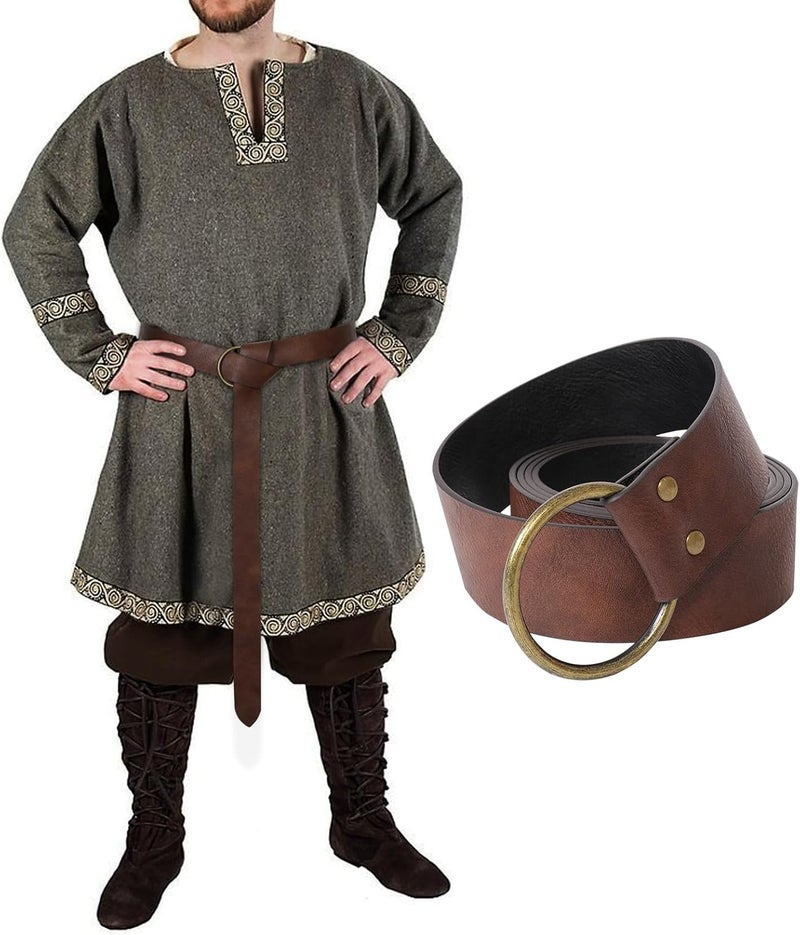 Berenlu Renaissance Belt, Durable Medieval Leather Belt, Viking Pirate Costume Belt for LARP, Ren Faire, Cosplay Accessories - Image 1